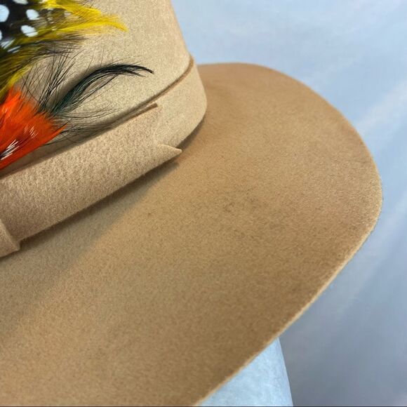 Vintage Adolfo II Fedora Style Wool Hat with Feathers and Hat Band - Picture 3 of 13